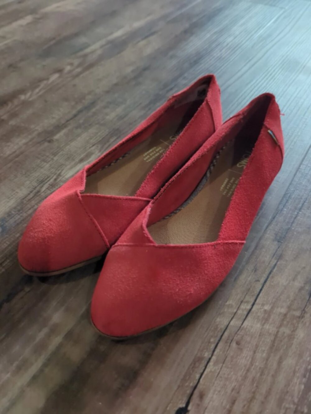 TOMS Red Ballet Flats Size 5